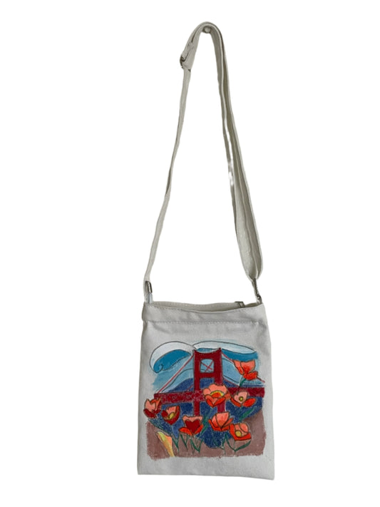 Sling-bag, cross-body, cotton San Francisco Golden Gate inspired. Available @missionbluesf