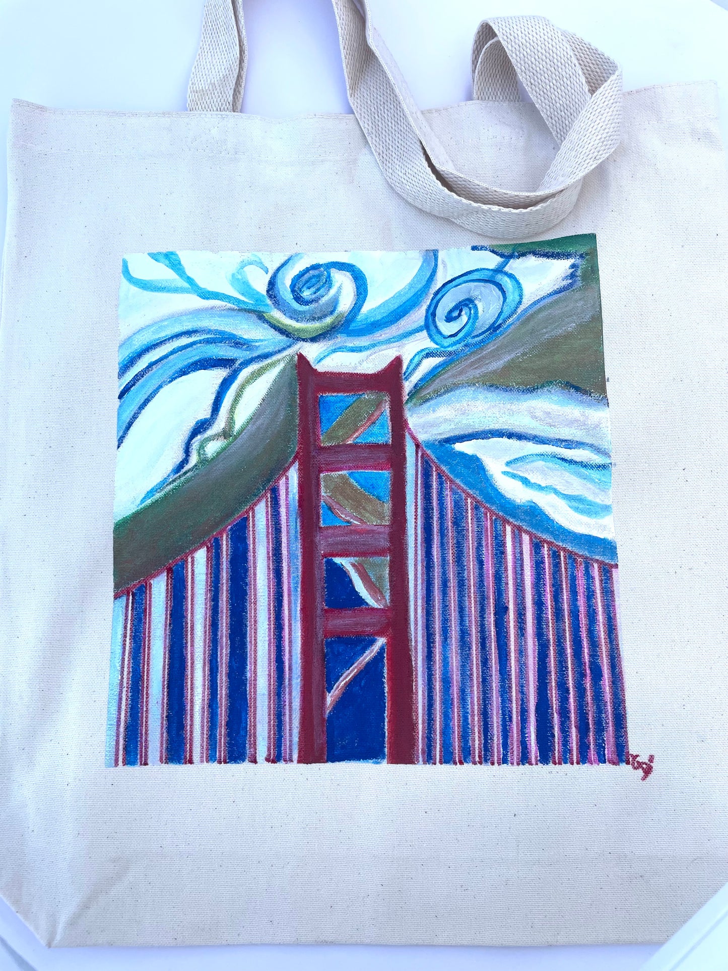 Golden gate bridge tote-bag  (inspired by Georgia O'Keefe available @missionblusesf