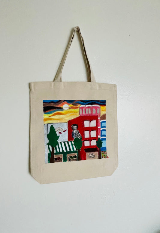 San Francisco Haight Ashbury hand-painted tote-bag SOLD