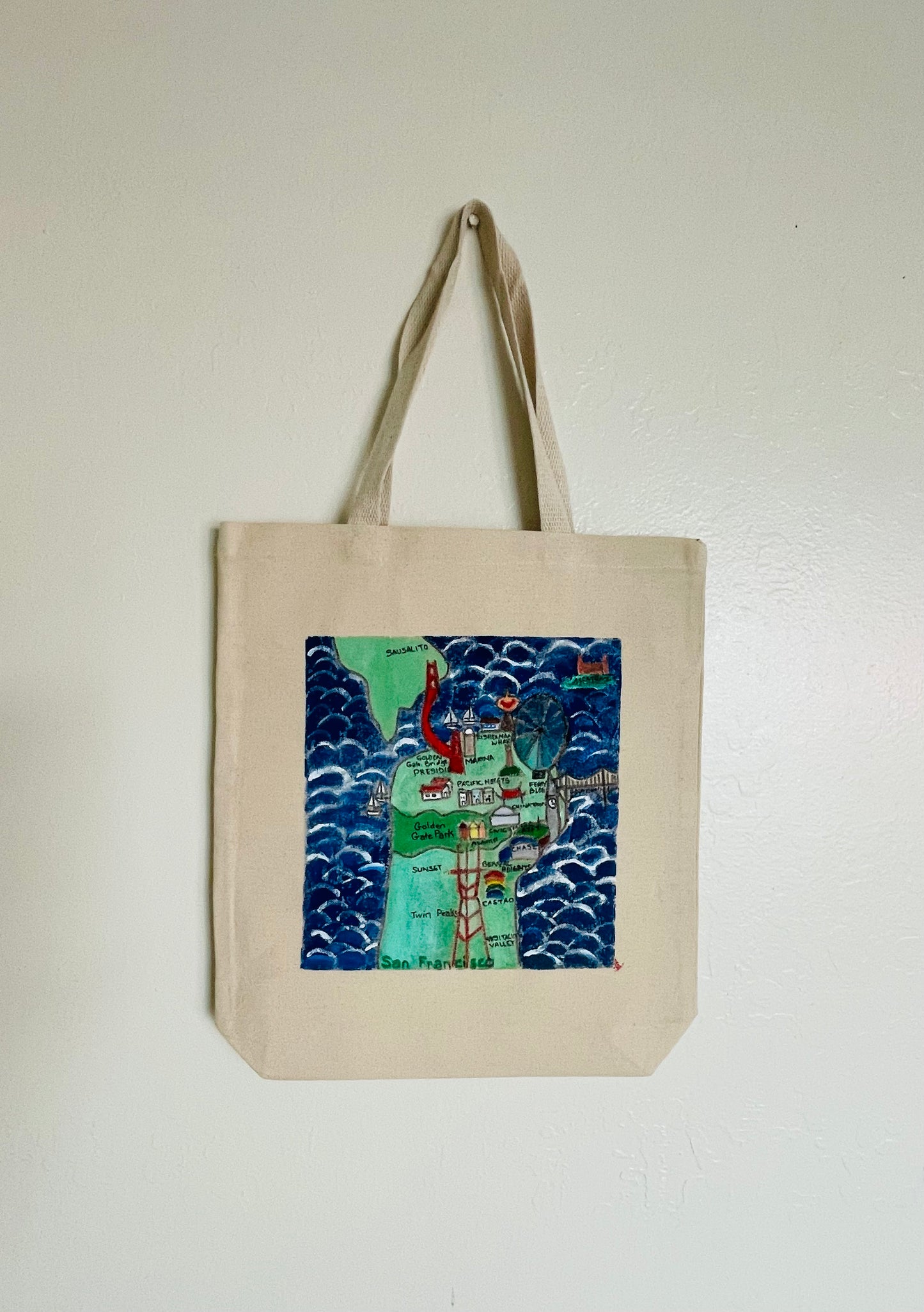 San Francisco Landmarks hand-painted tote-bag