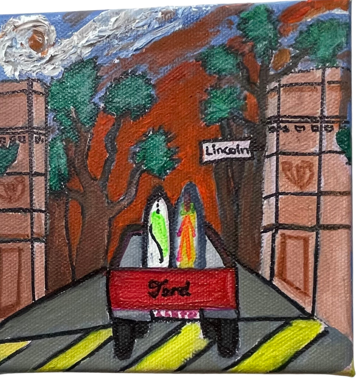 Hand-painted Canvas San Francisco Lincoln St, Golden Gate Park (5"x5")