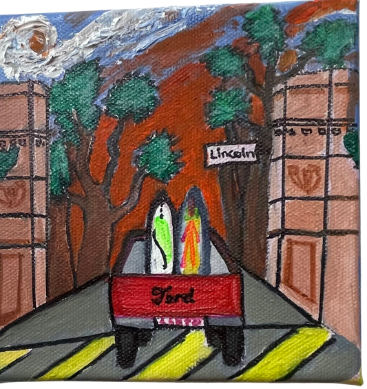 Hand-painted Canvas San Francisco Lincoln St, Golden Gate Park (5"x5")