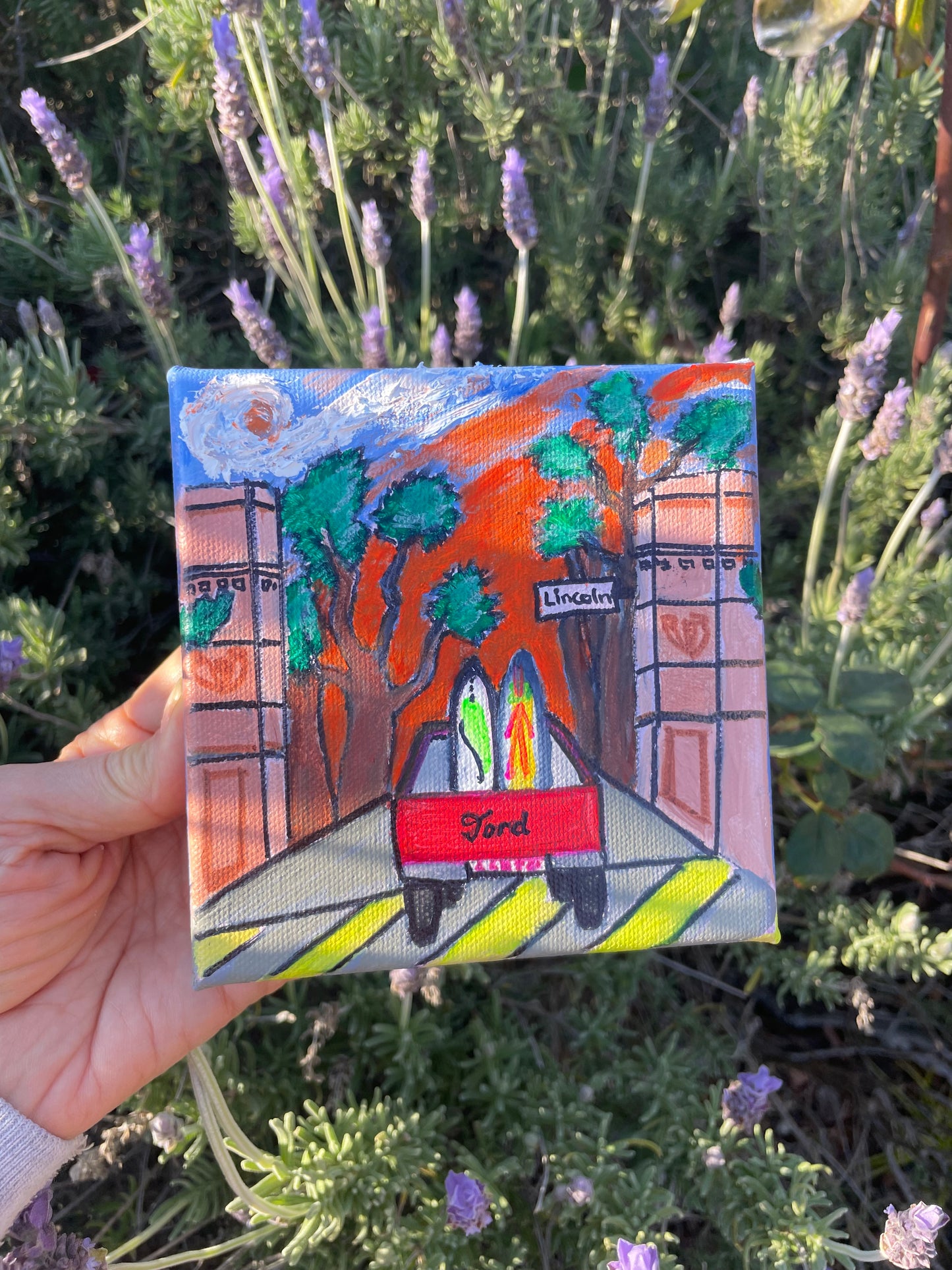 Hand-painted Canvas San Francisco Lincoln St, Golden Gate Park (5"x5")