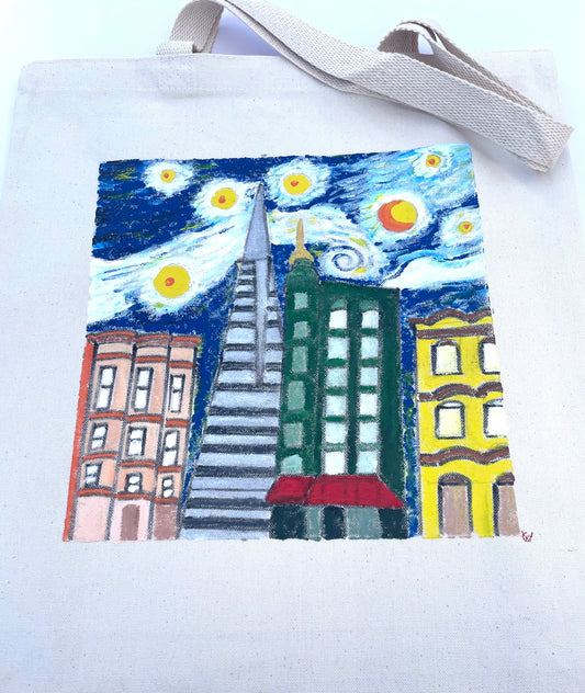 North beach tote-bag inspired by Van Gogh