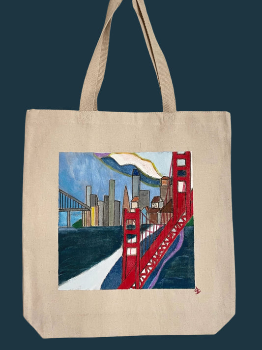 Georgia O'Keefe inspired Golden Gate Bridge tote-bag