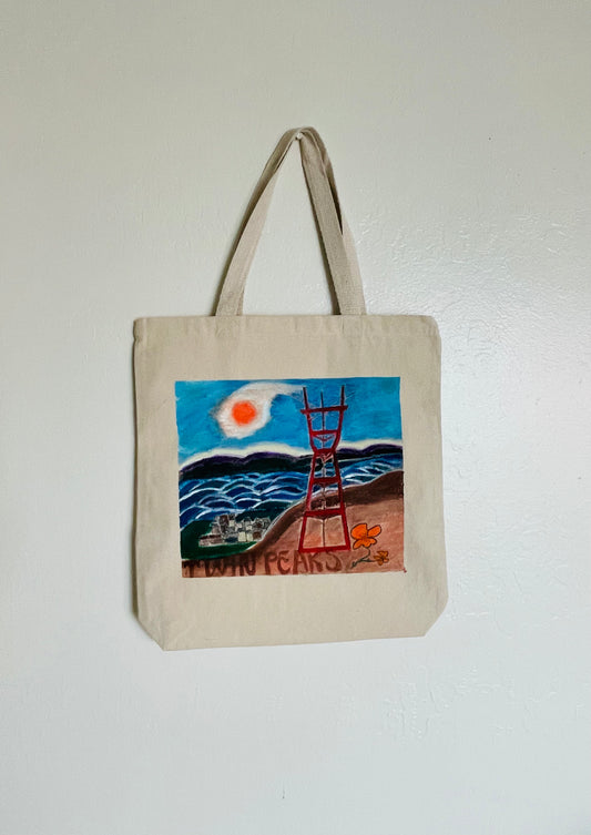 San Francisco Twin Peaks hand-painted tote-bag